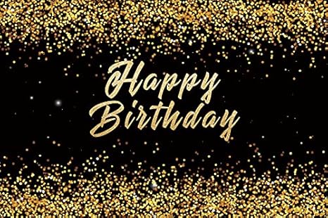 Renaiss 3x2m Sfondo di buon compleanno oro e nero Macchie dorate Fondale fotografico Sfondo vintage per bambino Adulto Neonato Festa di compleanno Banner Vinile Photo Studio Puntelli - Fashionser