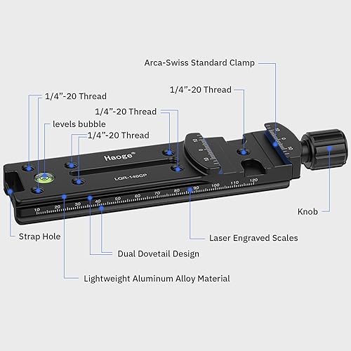 Haoge, piastra micrometrica scorrevole da 140 mm, con leva di bloccaggio in metallo a rilascio rapido, per fotocamera panoramica, in primo piano, fotografia macro, compatibile con Arca RRS Kirk - Fashionser