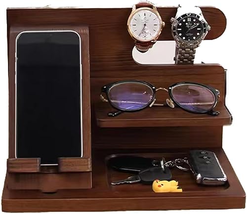 SOSINYA Regalo Uomo Compleanno,Supporti,Regalo per papà,Docking Station di legno per Smartphone Portafoglio Holder,Natale,Orologio Holder,Regalo di compleanno per Uomo Marito (A) - Fashionser