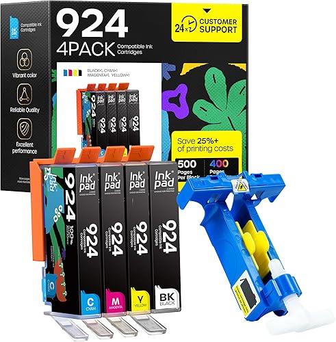 iNKPAD 924 Cartucce Compatibili con HP 924 Cartucce per HP OfficeJet Pro 8120e 8122e 8124e 8125e 8132e 8134e 8135e 8138e 8139e HP OfficeJet Pro 8120 8123 8133 8130 (Non con chip) - Fashionser