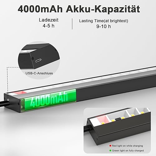 LABOREDUCER Lampada per immagini a batteria senza fili con telecomando, 2 pezzi, 16 pollici, 40 cm, ricaricabile, 4000 mAh, illuminazione per immagini a LED, senza fili, dimmerabile, 3 temperature di - Fashionser