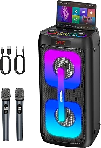 karaoke con microfono,Cassa Karaoke Professionale completo Portatile Bluetooth con microfono con LED luci,sistema PA,Ideale per Feste,Regalo per adulti e bambini - Fashionser