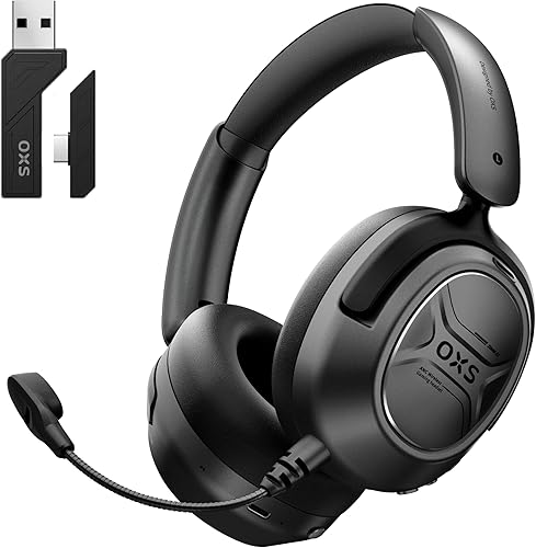 OXS Storm A2 Cuffie da Gioco Wireless, Cancellazione Attiva del Rumore, Bluetooth 5.4 & Bassa Latenza 2,4 GHz, Doppia Modalità EQ, 70 Ore di Batteria, per PC, PS4, PS5, Switch e Cellulare, Nero - Fashionser