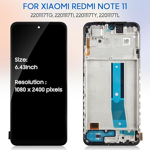 LCD Schermo per Xiaomi Redmi Note 11 2201117TG 2201117TI 2201117TY 2201117TL Display LCD Touch Replacement Pannello di visualizzazione assemblato con Kit di Riparazione - Fashionser