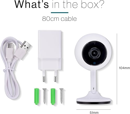 Tiqvi - Telecamera di Sicurezza Interna Smart WiFi, 1080P, Dualband (2.4/5 GHz), Visione Notturna Infrarossa, Rilevamento Movimento, Audio Bidirezionale - Fashionser