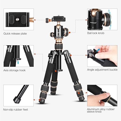 Mini treppiede portatile da tavolo, 20,3-50,8 cm di altezza, compatto, compatto, con borsa per il trasporto, peso solo 0,68 kg - Fashionser