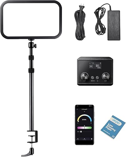 Godox ES45 Pannello Luce LED CRI 96 TLCI 97 2800-6500K Luminosità 0-100% Regolabile Key Light con Supporto Da Tavolo in Metallo Aadatto a Youtube Vlog E-Sports Gioco Diretta Streaming - Fashionser