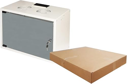 Connetto armadio rack 19' LK1907U30E disassemblato 6 unità da muro per reti dimensioni 54x30x37 cm grigio porta vetro temperato chiusura a chiave capacità 40 kg struttura acciaio - Fashionser