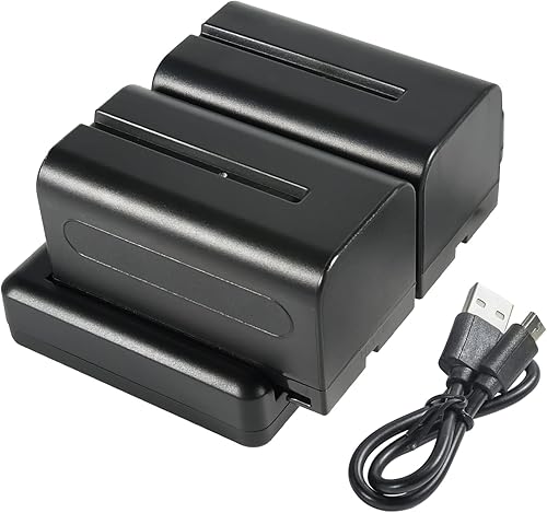 NP-F750 F770 (2 pezzi) Batteria di ricaricabile e doppio caricatore compatibile con fotocamere NP-F550, F730, F970, CCD-RV100 CCD-RV200 CCD-SC5 CCD-SC55E, videocamera, npf caricabatterie - Fashionser