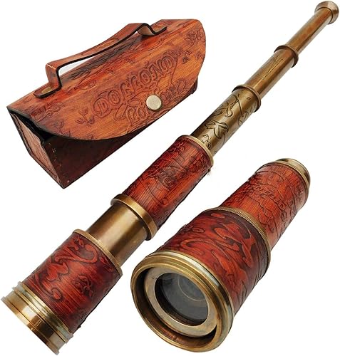 Antique Vibes Padre Regali Retrò Telescopio Pirata Monoculare Ottone Vintage Spyglass Pieghevole Portatile Tasca Bambini Adulti Navigazione Vela Marinaio Regali Steampunk - Fashionser