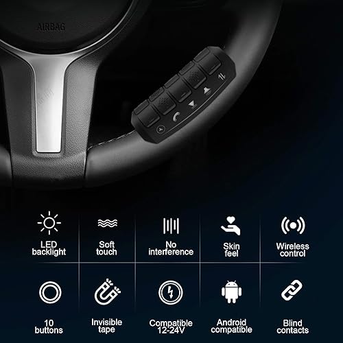 Controller al Volante per Autoradio Android, l'installazione Richiede Solo 5 Minuti, 10 Pulsanti Funzione per il Controllo di Chiamate in Vivavoce/Navigazione GPS/Radio/Musica/Video - Fashionser