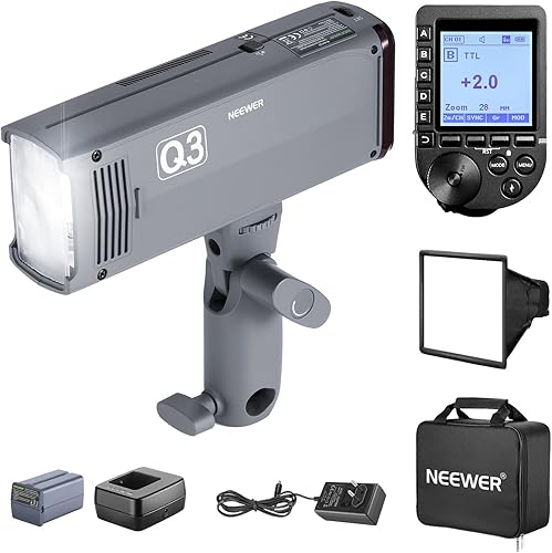 NEEWER Flash TTL Q3 200Ws 2,4G (2a Versione), Luce 1/8000 HSS, Monoluce Fotografica/Attivatore QPRO-N Compatibile con Nikon, Diffusore/Batteria 3200mAh, 500 Scatti a Piena Potenza, Riciclo 0,01-1,8s - Fashionser