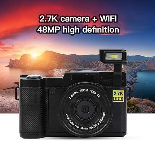 Fotocamera Digitale WiFi, Fotocamera Digitale da 48Mp Fotografia da 48Mp, Videocamera Digitale Registrazione Video HD 2.7K con Schermo LCD 3In, per Riunioni di Famiglia, Viaggi All'Aperto - Fashionser