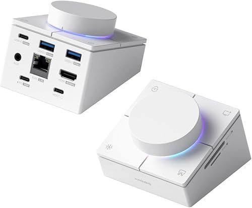 Hagibis Hub USB C con pulsanti di scelta rapida, docking station RGB Type-C con HDMI 4K@60Hz, PD 100W, USB-C 5Gbps, 2 USB3.0, 2.5G RJ45, AUX, SD3.0, Micro SD3.0 per MacBook iPad Pro Laptop (bianco) - Fashionser