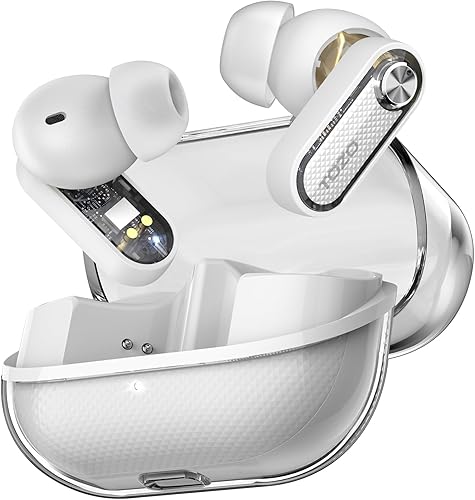 TOZO Crystal Pods Cuffie Bluetooth 5.4 con Ibrido ANC Chiamata IA ENC ORIGX 2.0 Acustica EQ Regolazione 35 Ore Riproduzione Gioco Modalità Ricarica Rapido USB Tipo C IPX5 Nero - Fashionser