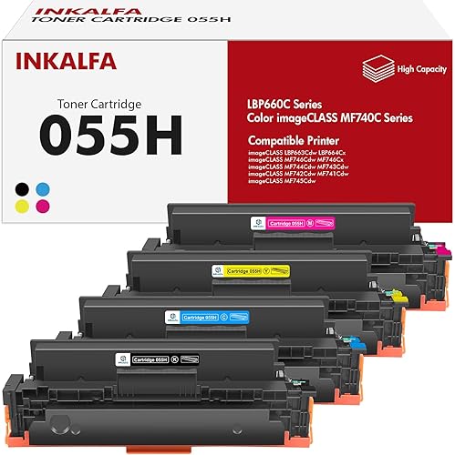 inkalfa 055H Cartuccia Toner Compatibile per Canon 055H 055 imageCLASS MF742CDW MF744CDW MF743CDW MF746CDW MF746CX MF745CDW MF741CDW LBP663CDW LBP664CX Nero Ciano Magenta Giallo, Confezione da 4 - Fashionser