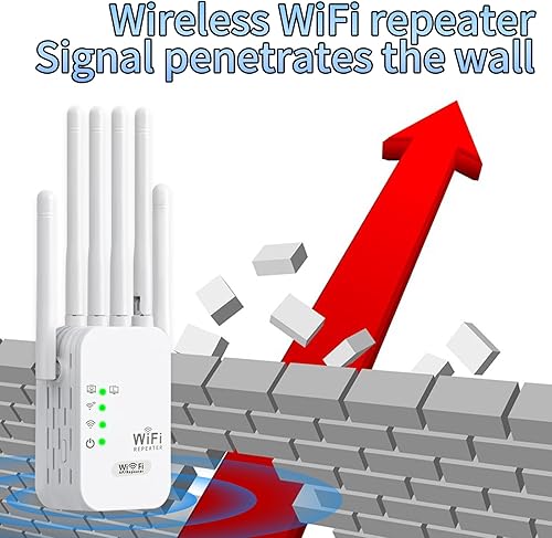 Ripetitore WiFi, RipetitoreWiFi potente amplificatore di segnaleWiFi con 6 antenne, 2 porte LAN/modalità router/AP. Copertura fino a 1200 metri quadrati, adatto sia per la casa che - Fashionser