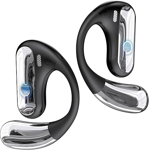 EUQQ Cuffie sportive Bluetooth-Cuffie wireless con tecnologia Bluetooth 5.4,cuffie a conduzione ossea migliorate dal design aperto,50 ore di riproduzione,perfette per sport,corsa e attività all'aperto - Fashionser