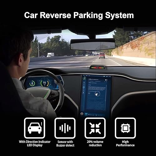 Sensore di parcheggio senza fili, sistema radar di retromarcia con 4 sensori di backup per auto, display a distanza LED senza fili con allarme acustico + 4 sensori di parcheggio di colore argento per - Fashionser