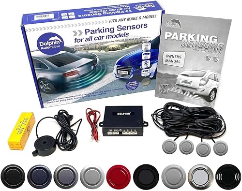 DMS400 - Sensori di parcheggio per retromarcia, 4 sensori posteriori con allarmi audio, marchio Auto Express premiato in 9 colori (grigio ferro) - Fashionser
