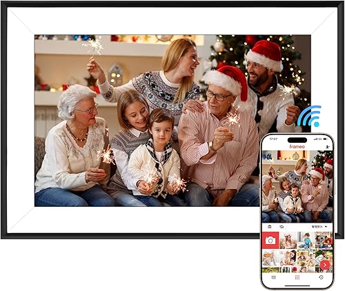 Vicloon WiFi Cornice Digitale 10.1 Pollici, 1280x800 HD IPS Touch Screen, Memoria 32 GB, Condividi Foto/Video/Musica con l'App Frameo, Supporto per Scheda SD, Rotazione Automatica - Fashionser