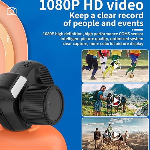 Mini Fotocamera Digitale, Mini Fotocamera Compatta da 1080P HD 2MP con Visione Ampia a 160°, Schermo a Colori, Interfaccia Micro USB, Pendente Anti-smarrimento, per Regali per - Fashionser