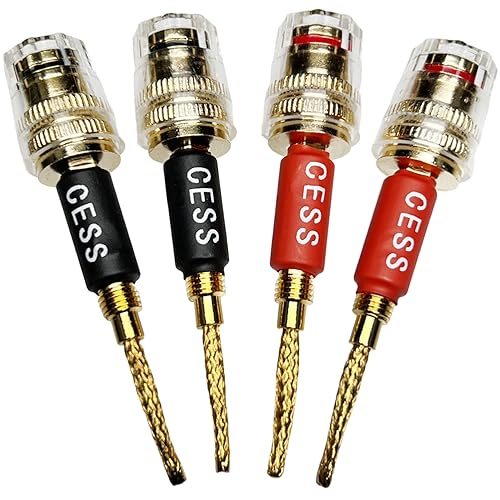 CNCESS CESS-220 Pin Banana Plug a 4 mm femmina Banana Jack/cavo altoparlante, confezione da 4 (tipo intrecciato a 4 mm) - Fashionser
