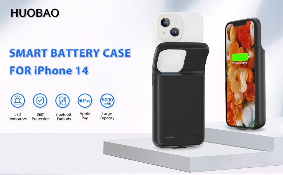 HUOBAO 6000mAh Custodia protettiva per iPhone 14 Pro - 6.1 pollici