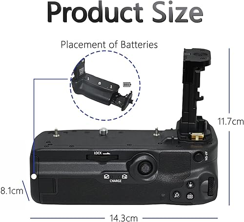Raeisusp Grip per Batteria Fittizia con Telecomando Wireless 2.4G Sostituisce il Supporto per Batteria Canon BG-R10 Compatibile con le fotocamere Reflex Digitali Canon EOS R5 R6 R5C - Fashionser