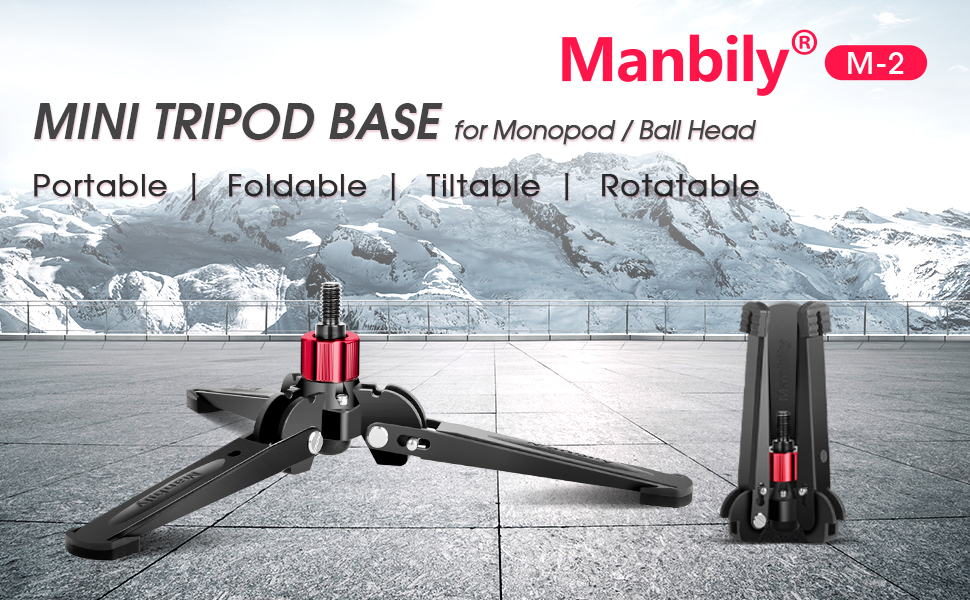 Manbily Mini treppiede base per monopiedi 3/8" vite desktop con piedi monopiede supporto per fotocamera