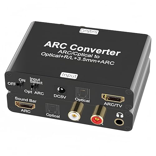 Estrattore Audio HDMI ARC con Convertitore DAC | Ingresso HDMI/Ottico a Uscita 5.1CH Ottico+ARC+RCA+3.5mm | DAC 192kHz & Controllo Volume CEC | Compatibile con TV 4K, Console di Gioco, Soundbar - Fashionser