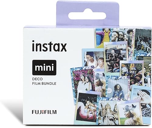 Fujifilm instax mini Film Pellicola Istantanea per Fotocamere, Formato 46x62 mm, 30 shot, Confetti, Sky Blue, Mermaid Tail borders - Fashionser