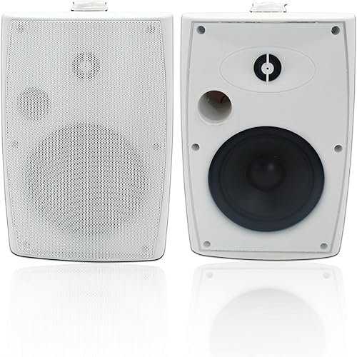 STUDIOFINIX Altoparlanti esterni da 6,5 pollici a parete 400W bianco - Soluzione audio resistente alle intemperie e ad alte prestazioni - Fashionser