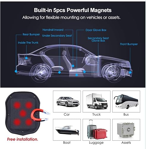 4G Mini Localizzatore GPS per Auto con Scheda SIM 1500mAh Batteria 60 Giorni di Standby Magnetico Micro GPS Tracker Spia Dispositivo Antifurto Impermeabile Localizzatore per Veicoli Moto 4G TK903 - Fashionser