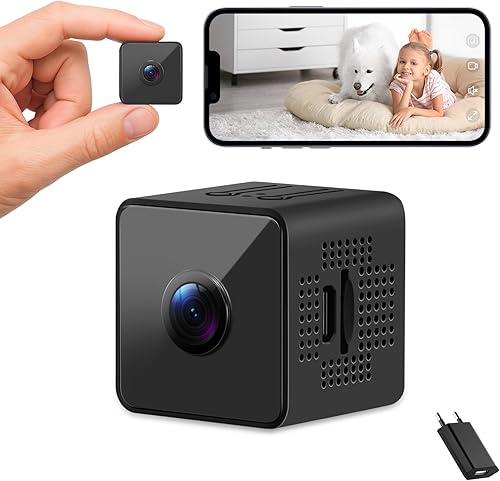 Telecamera Spia Mini Telecamera Nascosta, 1080P HD Wireless WiFi Telecamera di Sicurezza per Interni con Visione Notturna Automatica, Rilevamento del Movimento, Controllo Tramite App Per Casa/Auto - Fashionser