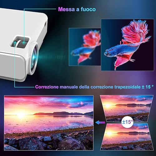 Mini Proiettore Portatile WiFi Bluetooth, TOPTRO Videoproiettore 18000 Lumens 1080P Full HD, Funzione di Zoom, ±15° Correzione Trapezoidale, Compatibile con iOS/Android/TV Stick/TVbox/PS5 - Fashionser