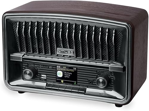 Muse Radio digitale, DAB+ FM, radiosveglia doppia sveglia, display LCD (M-135 DBT), 2 x 5 Watt, funzione snooze sleep, presa USB AUX-IN, grigio scuro - Fashionser