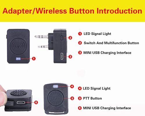 heacker Sostituzione Walkie Talkie Wireless Headset Auricolari Bluetooth Radio bidirezionale Cuffie Auricolare per Baofeng 888s UV5R - Fashionser