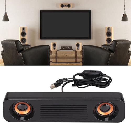 Annadue Soundbar, Soundbar TV con Subwoofer, Subwoofer Stereo HiFi con Altoparlante Cablato da 3,5 Mm, Subwoofer con Altoparlante USB Portatile per TV/Computer, Soundbar per Computer Cablato - Fashionser