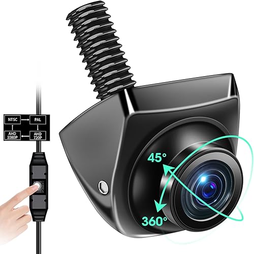 【4 Modalità di Segnale】Telecamera Retromarcia Auto 360° Ruotabile Supporta i Modelli AHD 1080P/720P/NTSC/PAL Telecamera di Retromarcia per Auto Camion Super Visione Notturna 170° Grandangolo - Fashionser
