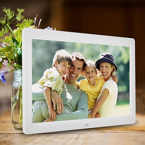 12 Pollici 1280 * 800HD Cornice Digitale per Foto Sveglia Lettore di Film Controllo Dell'album Facile da Condividere Foto o Video (Bianco) + cornice digitale - Fashionser
