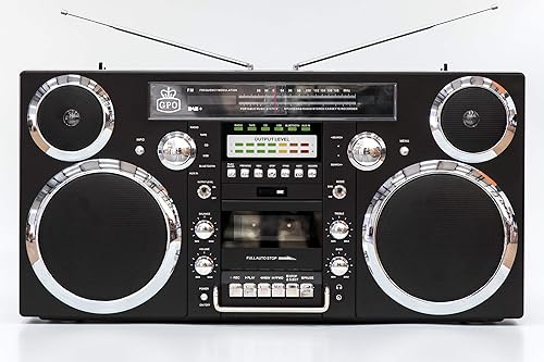 GPO Brooklyn Stereo Portatile con Lettore CD Anni ‘80, Radio DAB Portatile con FM e DAB +, Registrazione USB, Ricevitore Bluetooth, AUX-IN, Doppio Altoparlante, Argento - Fashionser