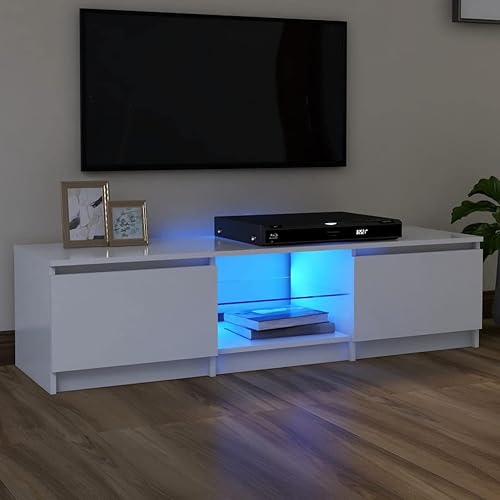 Mobiletto TV Multifunzione mobile per tv soggiorno Mobile Porta TV con Luci LED Nero 140x40x35,5 cm Adatto per il soggiorno, la camera da letto - Fashionser
