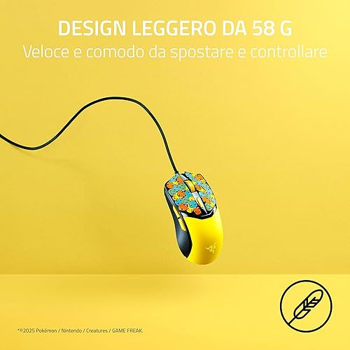 Razer Cobra Pokémon Edition - Mouse da gioco leggero e cablato - Sensore da 8500 DPI - 58 g - interruttori ottici per mouse di terza generazione - illuminazione croma - cavo Speedflex | Pokémon Kanto - Fashionser