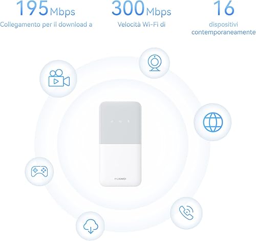 HUAWEI 4G CPE 5, B636, LTE WLAN Router with 400 Mbps, Wi-Fi 6.4G Nano SIM Slot Unlocked, No Configuration Required, Connect 128 Devices, Visualized WLAN Diagnosis, 30 Mesi di Garanzia - Fashionser