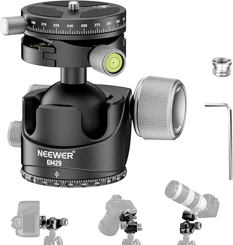 NEEWER Testa per Treppiede a Basso Profilo,Testa Sferica con Baricentro Basso con Smorzamento, Doppia Struttura Panoramica a 360°su Piastra Arca e Base per Treppiede Videocamera, Carico Max 25kg, GM29 - Fashionser
