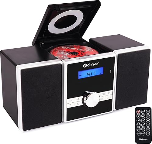 Denver Sistema audio micro MCA-230 con radio PLL-FM, lettore CD e ingresso AUX, nero/argento - Fashionser