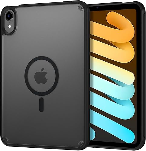 GUAGUA Cover Magnetico per iPad mini (A17 Pro, 2024, 7a) / mini 6 (2021, 6a) 8,3' [Compatibile con MagSafe] Compatibile con Pencil Ricarica Wireless Opaco Sottile Antiurto, Nero - Fashionser