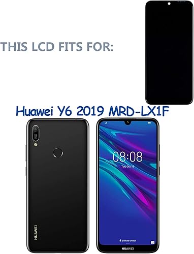 Display LCD compatibile con Huawei Y6 2019 MRD-LX1F, MRD-LX1, MRD-LX3 Y6 Prime 2019 Y6 Pro 2019 MRD-LX2 (nero con telaio, schermo LCD touchscreen, vetro Assembly + strumenti - Fashionser