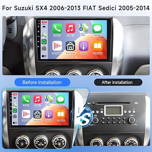 2G+64G Autoradio Android 13 per Suzuki SX4 2006-2013 Fiat Sedici 2005-2014, 9' HD Schermo Tactile Stereo Auto co Carplay Android Auto Wireless GPS Wi-Fi USB Bluetooth Radio FM RDS Retrocamera - Fashionser